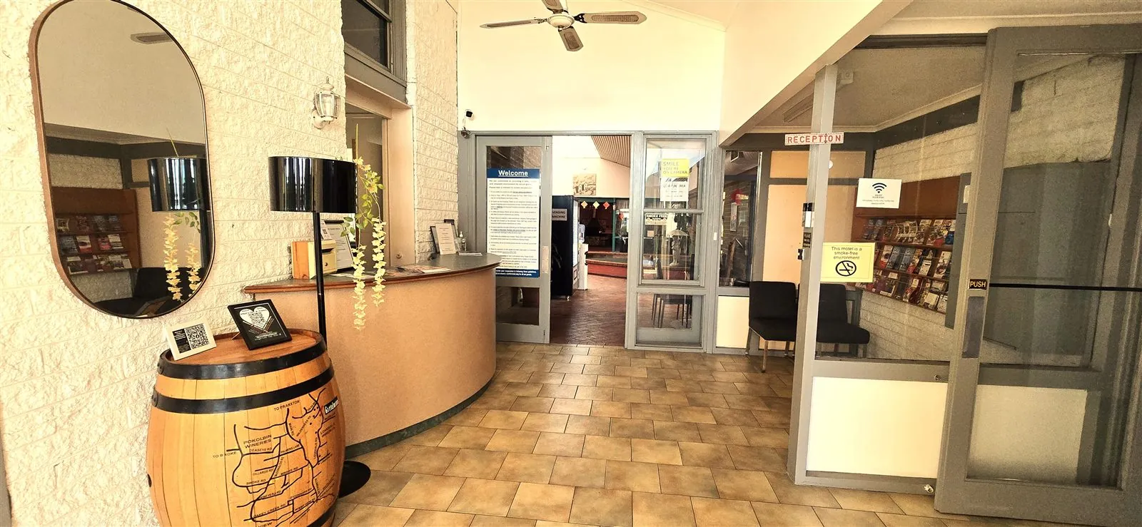 The welcoming reception at the motel