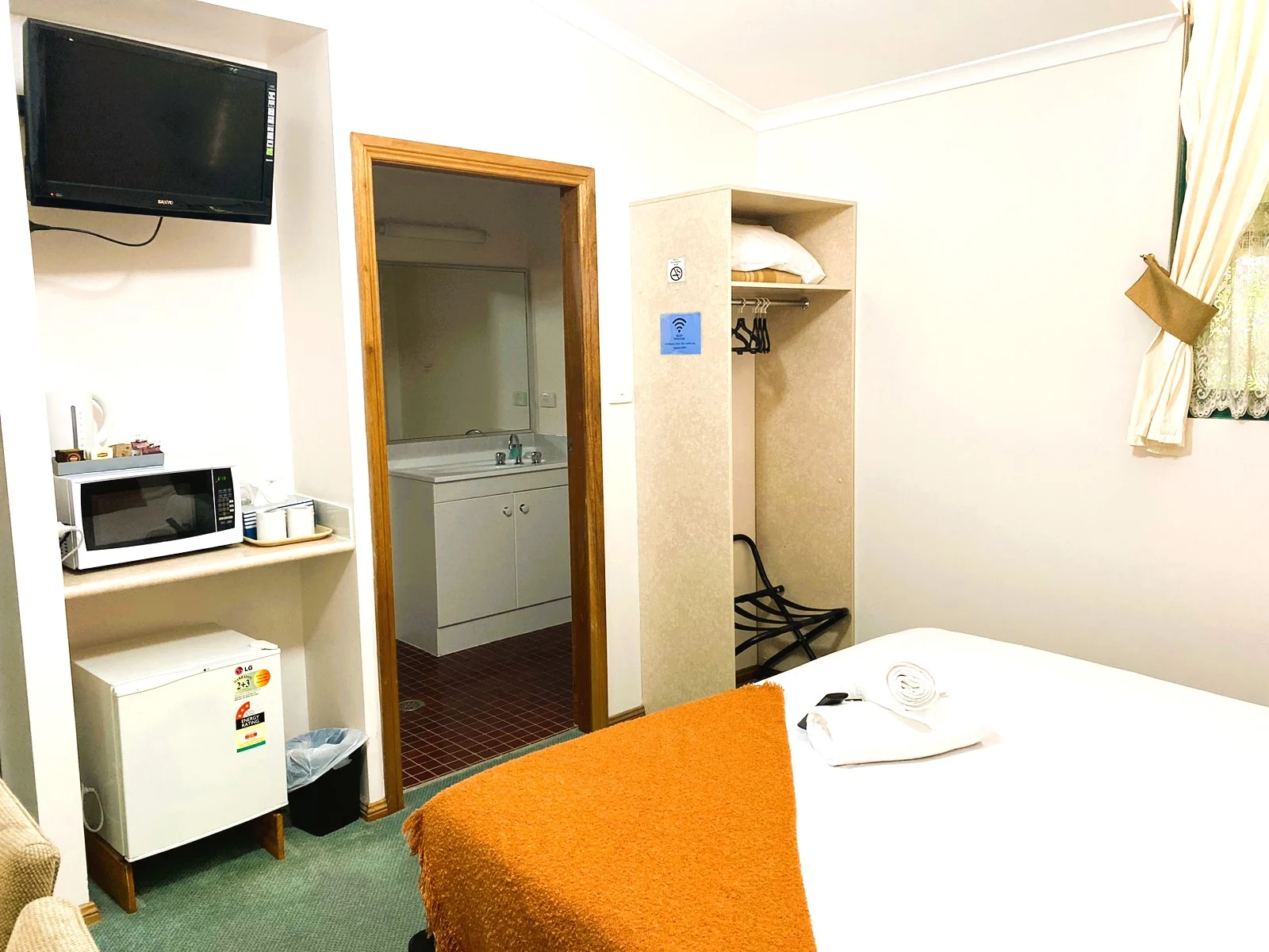 A Deluxe room set up for a longer stay